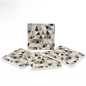 Thirstysone Marbled Geo Blush 4-Pc. Coaster Set 4.25" x 4.25"